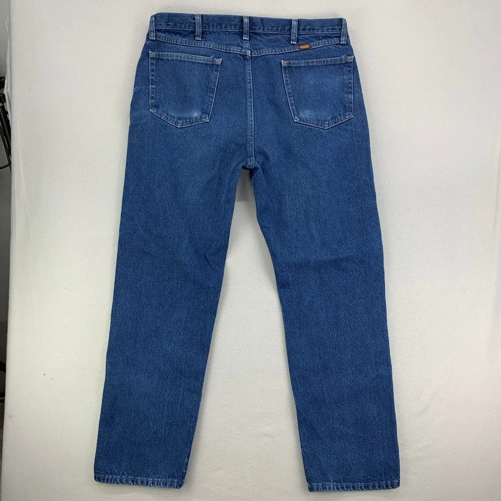 VTG Rustler Jeans Straight Mens 38x32 Blue Faded Distressed Denim‎ Retro Work